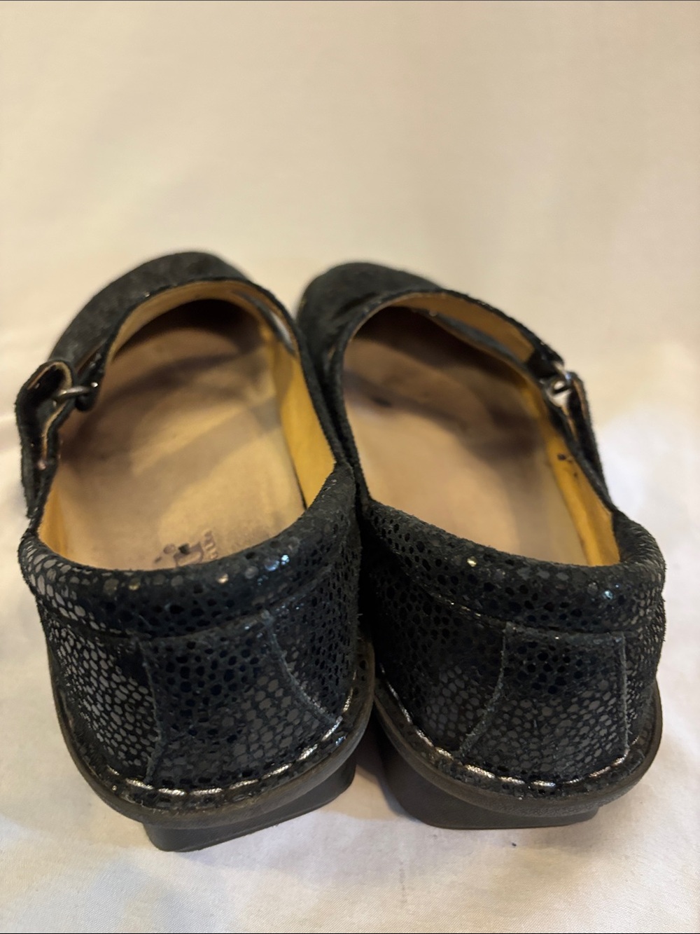 Alegria Black Mary Jane Mules with Textured Shine - Picture 5 of 7